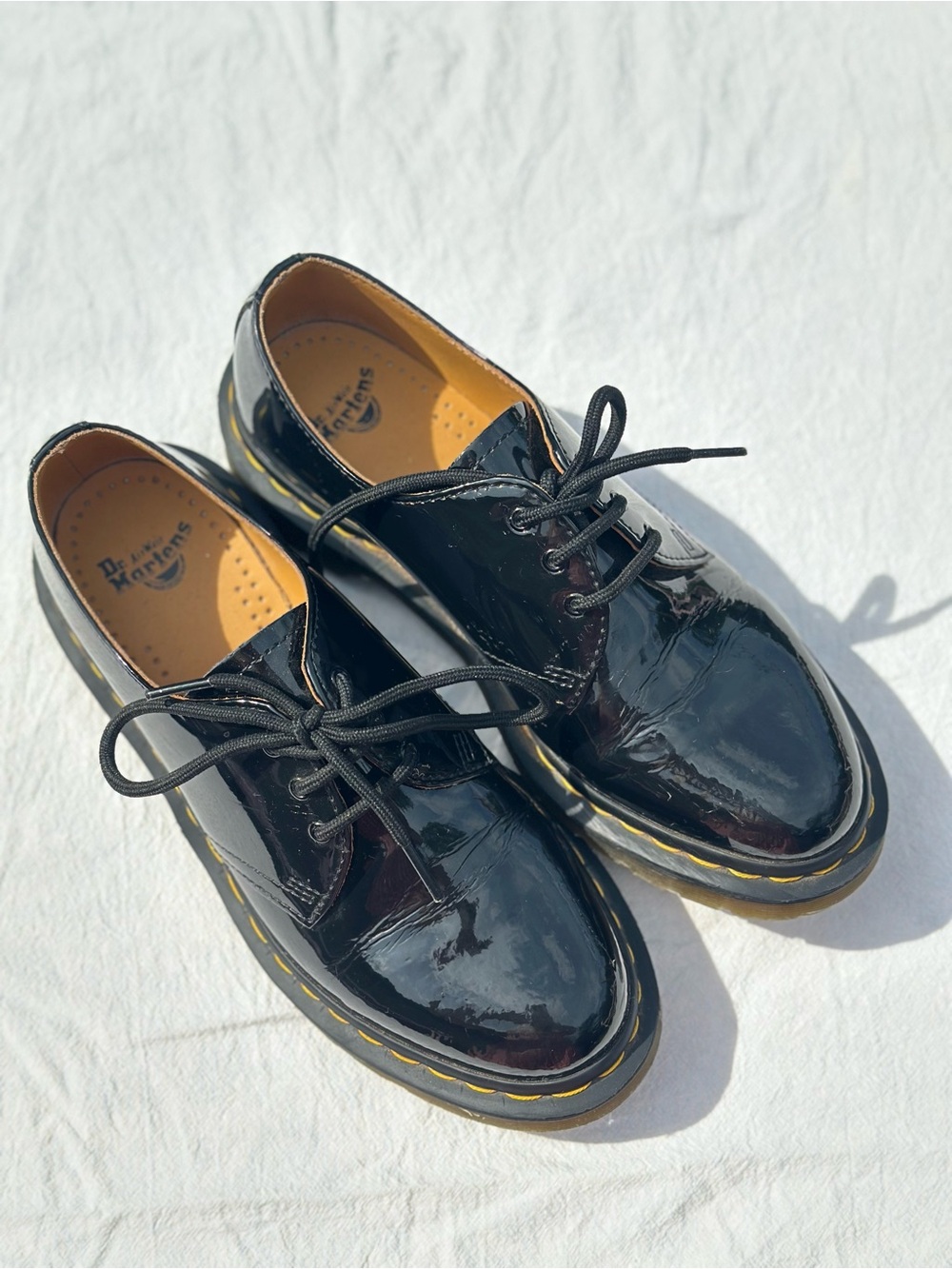 Dr. Martens Black Patent Leather Lace-Up Flats